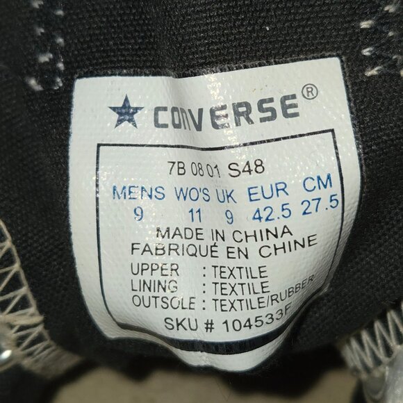 Converse All Stars Chuck Taylor 104533F Unisex M9 W11 Low Top White Silver - Picture 8 of 8